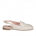 Slingback a punta squadrata da donna in pelle beige tacco 1 - Misure disponibili: 34, 35, 42