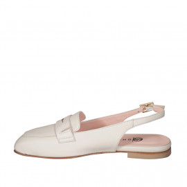 Zapato destalonado a punta cuadrada para mujer en piel beis con tacon 1 - Tallas disponibles:  34, 35, 42 2