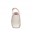 Slingback a punta squadrata da donna in pelle beige tacco 1 - Misure disponibili: 34, 35, 42