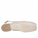 Woman's squared slingback in beige leather heel 1 - Available sizes:  34, 35, 42