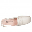 Slingback à bout carré pour femmes en cuir beige avec talon 1 - Pointures disponibles:  34, 35, 42
