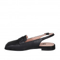 Woman's squared slingback in black leather heel 1 - Available sizes:  33, 35