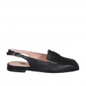Slingback à bout carré pour femmes en cuir noir avec talon 1 - Pointures disponibles:  33, 35