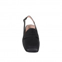 Slingback a punta squadrata da donna in pelle nera tacco 1 - Misure disponibili: 33, 35