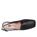 Slingback à bout carré pour femmes en cuir noir avec talon 1 - Pointures disponibles:  33, 35