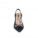 Slingback pour femmes en cuir noir avec elastique et accesoire talon 7 - Pointures disponibles:  32, 35, 43