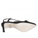 Slingback da donna in pelle nera con elastico e accessorio tacco 7 - Misure disponibili: 32, 35, 43