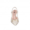Slingback pour femmes en cuir beige avec elastique et accesoire talon 7 - Pointures disponibles:  35