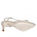 Slingback pour femmes en cuir beige avec elastique et accesoire talon 7 - Pointures disponibles:  35