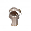 Woman's strap sandal in copper drummed leather heel 7 - Available sizes:  35, 42