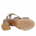 Sandale avec courroie pour femmes en cuir dégringolé cuivre talon 7 - Pointures disponibles:  35, 42