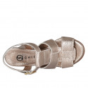 Woman's strap sandal in copper drummed leather heel 7 - Available sizes:  35, 42