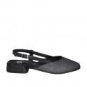 Slingback pour femmes en tissu lamé scintillant argent et cuir noir talon 2 - Pointures disponibles:  35