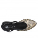 Slingback in rafia intrecciata beige con motivo geometrico e pelle nera tacco 2 - Misure disponibili: 32