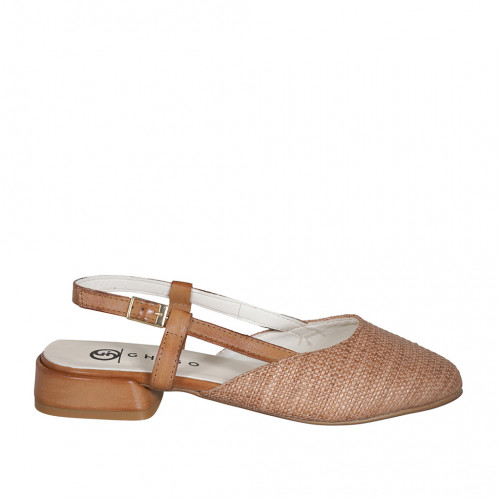 Slingback für Damen aus cognacbrauner...