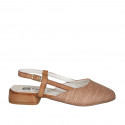 Zapato destalonado para mujer en rafia trensada y piel cognac tacon 2 - Tallas disponibles:  35