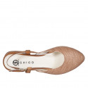 Zapato destalonado para mujer en rafia trensada y piel cognac tacon 2 - Tallas disponibles:  35