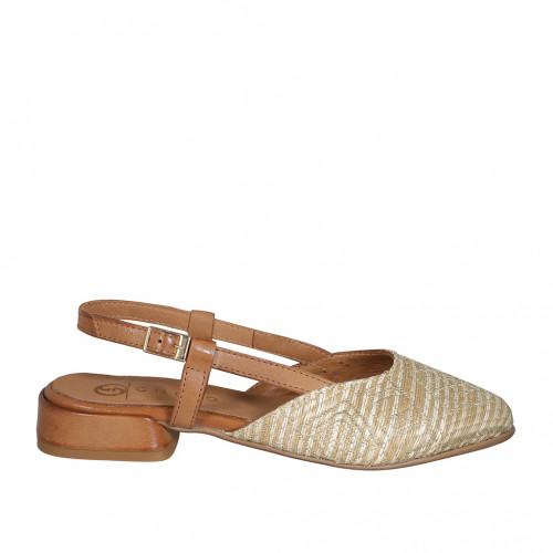 Woman's slingback in braided raffia...