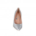 Zapato de salón puntiagudo para mujer en piel laminada plateada con tacon 7 - Tallas disponibles:  32, 33, 34, 35, 43, 44, 45