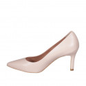 Woman's pump in nude leather heel 7 - Available sizes:  31, 43, 44