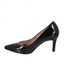 Woman's pointy pump in black patent leather heel 7 - Available sizes:  45