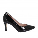 Escarpin à bout pointu pour femmes en cuir verni noir talon 7 - Pointures disponibles:  45