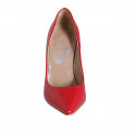 Zapato de salon a punta para mujer en charol rojo con tacon 10 - Tallas disponibles:  31, 32, 33, 34, 35, 42, 43, 44