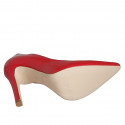 Zapato de salon a punta para mujer en charol rojo con tacon 10 - Tallas disponibles:  31, 32, 33, 34, 35, 42, 43, 44
