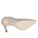 Zapato de salon puntiagudo para mujer en piel laminada platino tacon 10 - Tallas disponibles:  31, 33, 34, 35, 42, 43, 44, 45