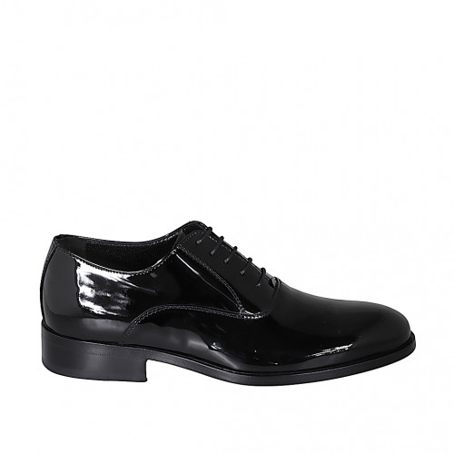 Scarpa Oxford elegante e stringata da uomo in vernice nera - Misure disponibili: 36, 37, 38, 47, 48, 50, 51, 52