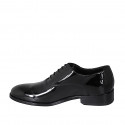 Zapato Oxford elegante con cordones para hombre en charol negro - Tallas disponibles:  36, 37, 38, 47, 48, 50, 51, 52