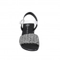 Sandale pour femmes en cuir blanc et rafia blanc et noir avec courroie à la cheville talon 3 - Pointures disponibles:  42, 43, 44