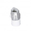 Woman's mocassin with translucent chain in silver laminated leather heel 4 - Available sizes:  32, 33, 34