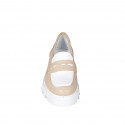 Mocasín para mujer en piel beis y blanca tacon 4 - Tallas disponibles:  35