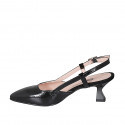 Slingback da donna in vernice nera tacco a rochetto 5 - Misure disponibili: 35