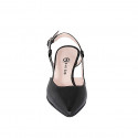 Slingback à bout pointu pour femmes en cuir verni noir avec talon bobine 5 - Pointures disponibles:  35