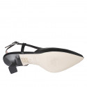 Slingback da donna in vernice nera tacco a rochetto 5 - Misure disponibili: 35