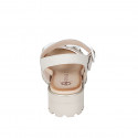 Sandale pour femmes avec courroie et chaîne en cuir dégringolé beige talon 4 - Pointures disponibles:  35