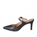 Mule modèle Mary Jane à bout fermé pour femmes en cuir noir avec courroie talon 7 - Pointures disponibles:  31, 35, 42