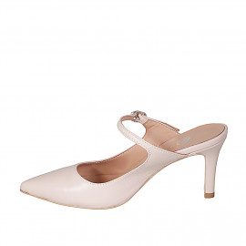 Mule modèle Mary Jane à bout fermé pour femmes en cuir nue avec courroie talon 7 - Pointures disponibles:  34, 35, 42 2