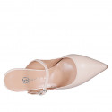 Mule modèle Mary Jane à bout fermé pour femmes en cuir nue avec courroie talon 7 - Pointures disponibles:  34, 35, 42