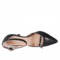 Scarpa aperta a punta da donna con cinturini in pelle nera tacco 7 - Misure disponibili: 35, 43