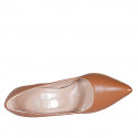Decolté a punta da donna in pelle color cuoio con tacco 10 - Misure disponibili: 31, 43, 44
