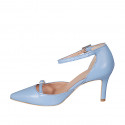 Scarpa aperta a punta da donna con cinturini in pelle azzurra tacco 7 - Misure disponibili: 35, 42, 43