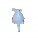 Woman's pointy open shoe with straps in light blue leather heel 7 - Available sizes:  35, 42, 43