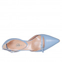 Zapato abierto puntiagudo para mujer con correas en piel azul claro tacon 7 - Tallas disponibles:  35, 42, 43