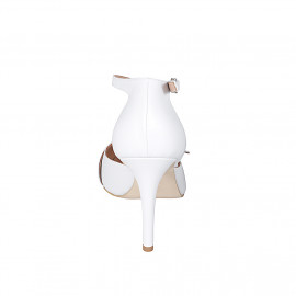 Scarpa aperta a punta da donna con cinturino e fibbia in pelle bianca tacco 10 - Misure disponibili: 43 2