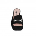 Woman's mules in black suede with accessory, platform and heel 7 - Available sizes:  35, 42