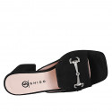 Sabo para mujer en gamuza negra con accesorio, plataforma y tacon 7 - Tallas disponibles:  35, 42