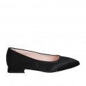 Woman's pointy pump in black satin heel 2 - Available sizes:  32, 33, 34, 35, 45